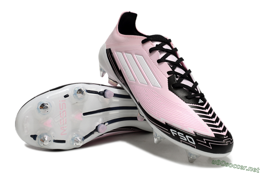 Men's Messi x Adidas F50 Elite SG Football Boots - Pink/White/Black 3