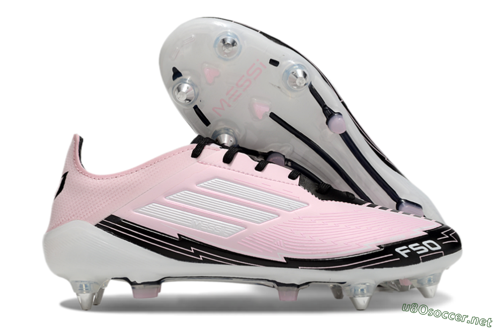 Men's Messi x Adidas F50 Elite SG Football Boots - Pink/White/Black 2