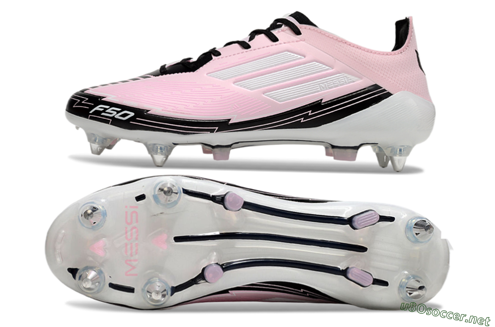Men's Messi x Adidas F50 Elite SG Football Boots - Pink/White/Black 1