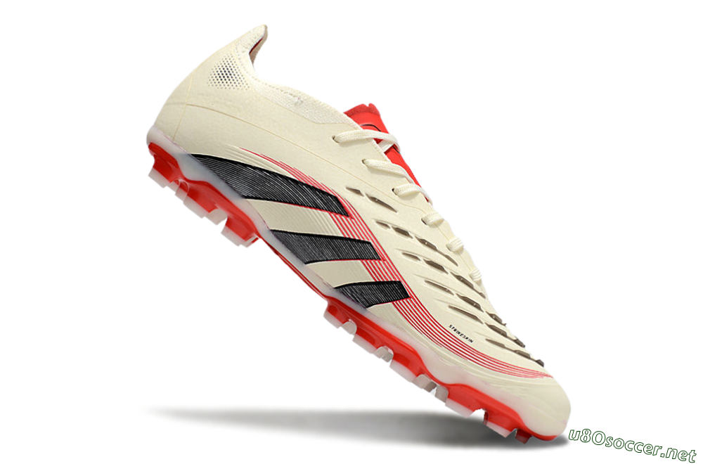 Unisex Adidas Predator 25+ Elite AG Football Boots - Beige/Red/Black 4