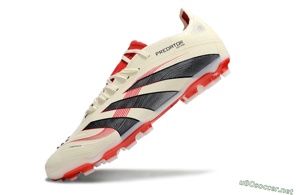 Unisex Adidas Predator 25+ Elite AG Football Boots - Beige/Red/Black 5