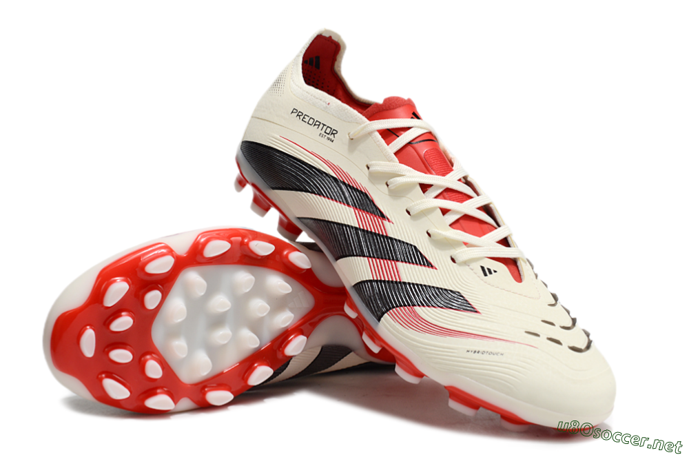 Unisex Adidas Predator 25+ Elite AG Football Boots - Beige/Red/Black 3
