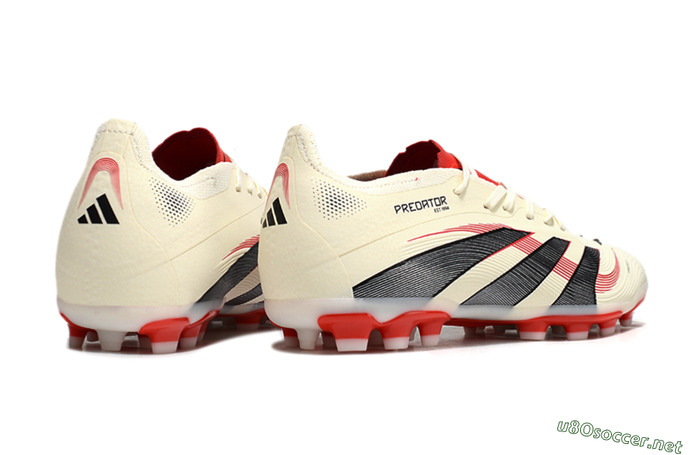 Unisex Adidas Predator 25+ Elite AG Football Boots - Beige/Red/Black 6