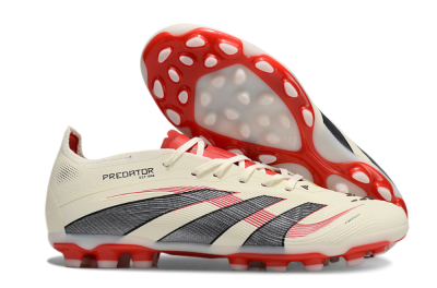 Unisex Adidas Predator 25+ Elite AG Football Boots - Beige/Red/Black