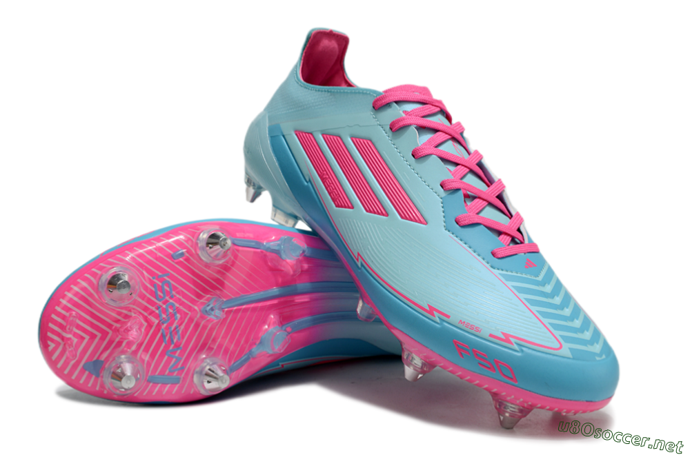 Men's Messi x Adidas F50 Elite SG Football Boots - Jade/Blue/Red 3
