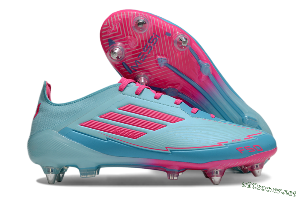 Men's Messi x Adidas F50 Elite SG Football Boots - Jade/Blue/Red 2