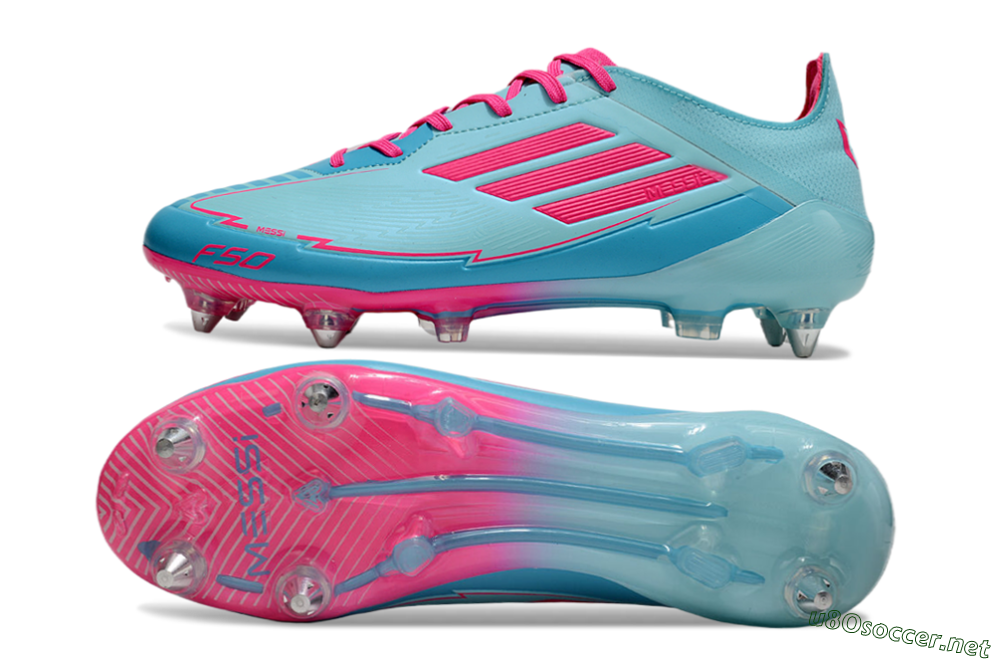 Men's Messi x Adidas F50 Elite SG Football Boots - Jade/Blue/Red 1