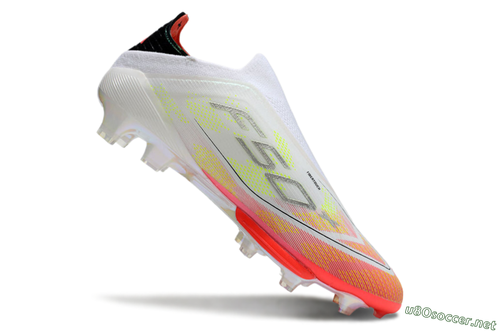 Men's Adidas F50 Elite Lightstrike Laceless FG Football Boots - White/Red/Yellow 4