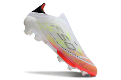 Men's Adidas F50 Elite Lightstrike Laceless FG Football Boots - White/Red/Yellow