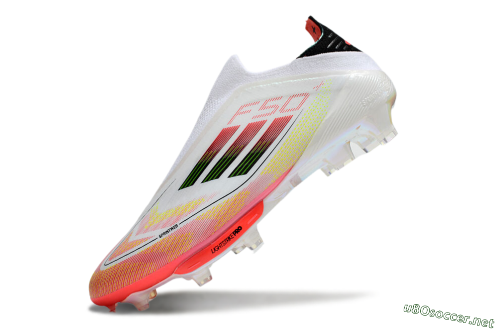 Men's Adidas F50 Elite Lightstrike Laceless FG Football Boots - White/Red/Yellow 5