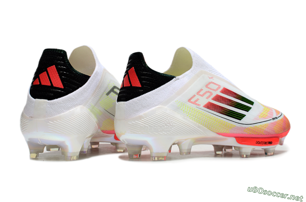 Men's Adidas F50 Elite Lightstrike Laceless FG Football Boots - White/Red/Yellow 6