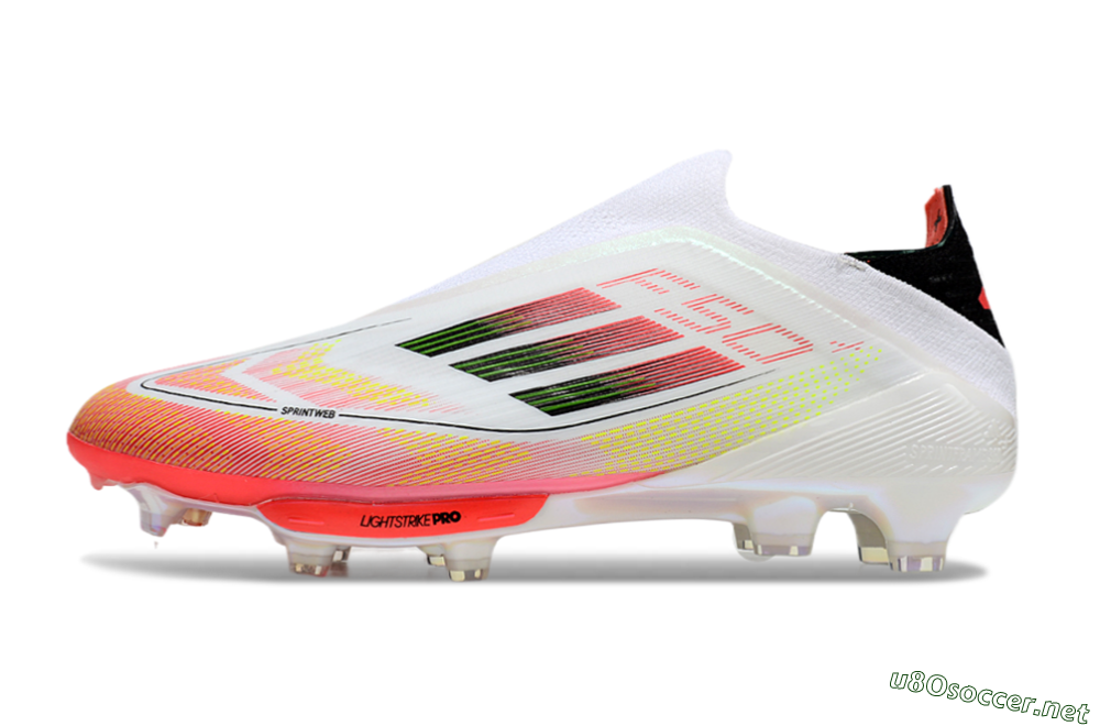 Men's Adidas F50 Elite Lightstrike Laceless FG Football Boots - White/Red/Yellow 0