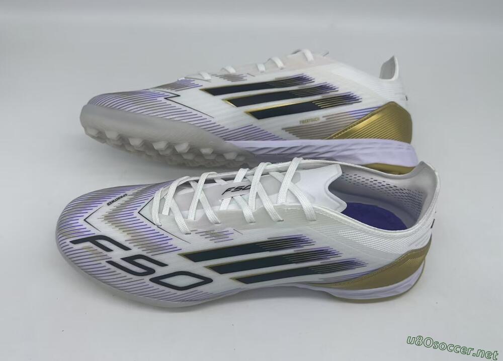 Men's Adidas F50 Pro TF Football Shoes - White/Black/Yellow