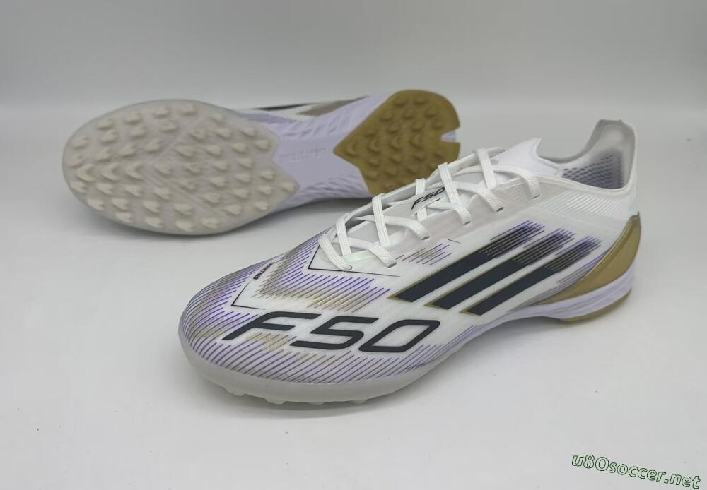Men's Adidas F50 Pro TF Football Shoes - White/Black/Yellow
