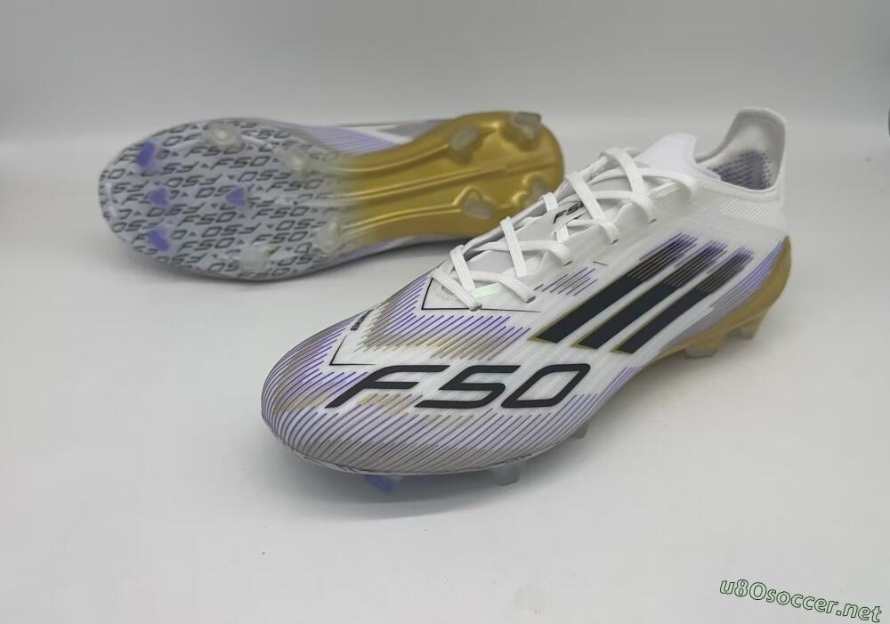 Men's Adidas F50 Elite FG Football Boots - White/Black/Yellow