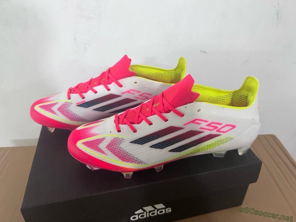 Men's Adidas F50 Elite FG Football Boots - White/Red/Yellow