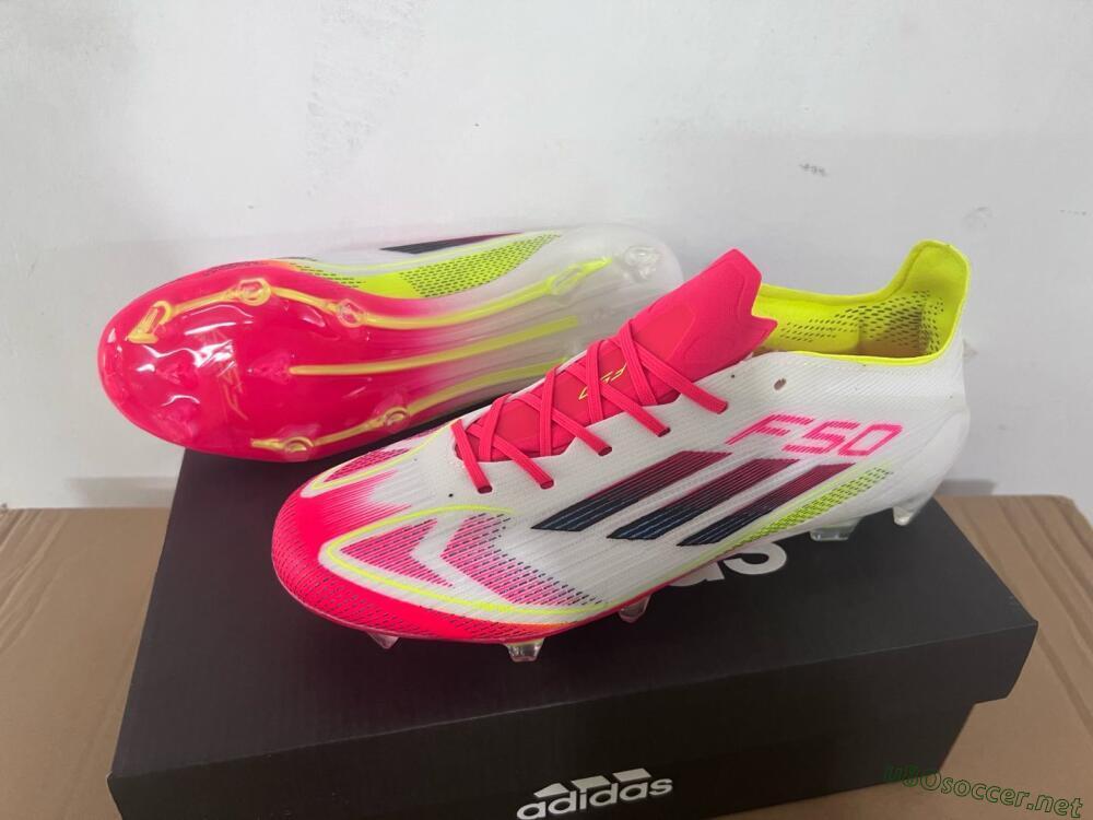 Men's Adidas F50 Elite FG Football Boots - White/Red/Yellow