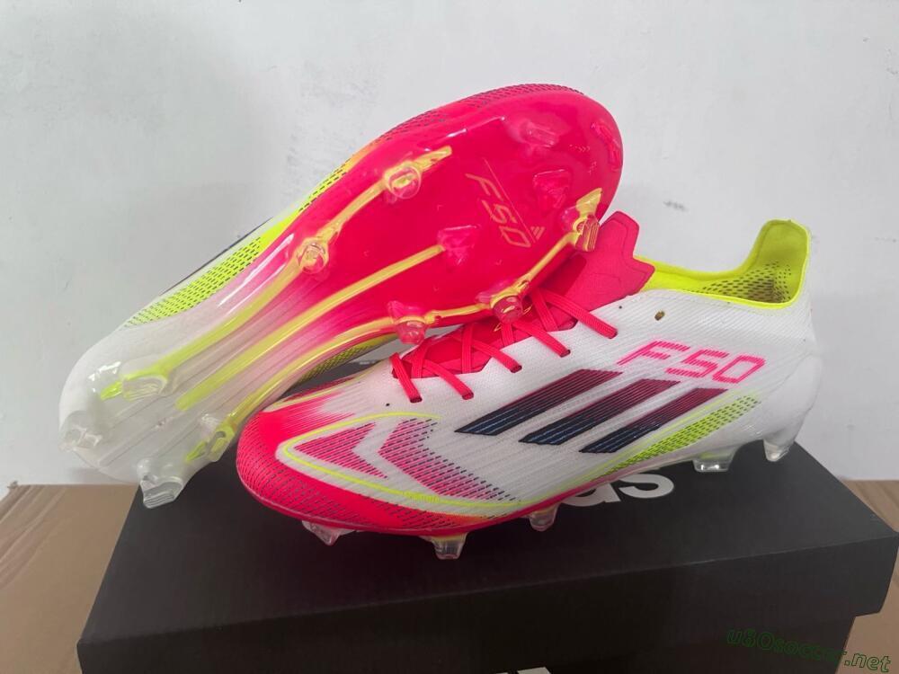 Men's Adidas F50 Elite FG Football Boots - White/Red/Yellow