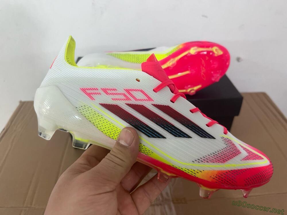 Men's Adidas F50 Elite FG Football Boots - White/Red/Yellow