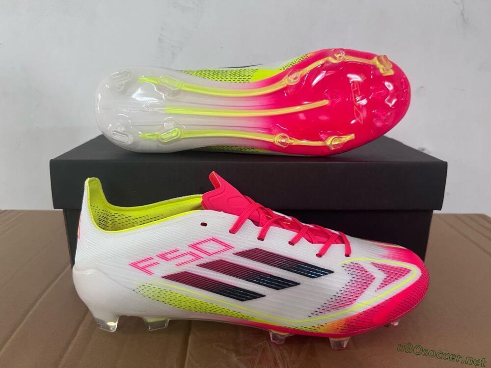 Men's Adidas F50 Elite FG Football Boots - White/Red/Yellow