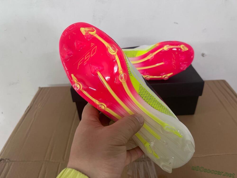 Men's Adidas F50 Elite FG Football Boots - White/Red/Yellow