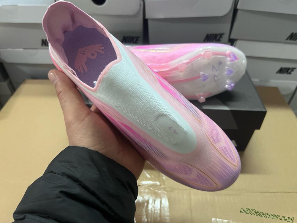 Men's Adidas F50 Elite Laceless FG Football Boots - White/Pink/Gold