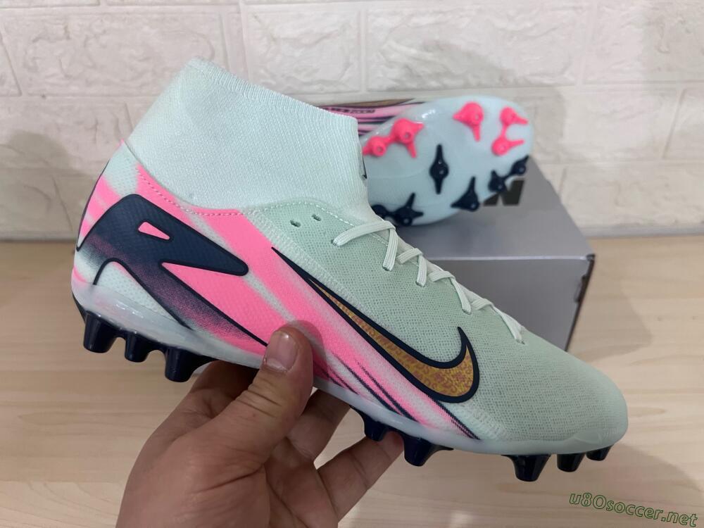 Unisex Nike Air Zoom Mercurial Superfly 10 Elite AG Football Boots - Jade/Gold/Pink