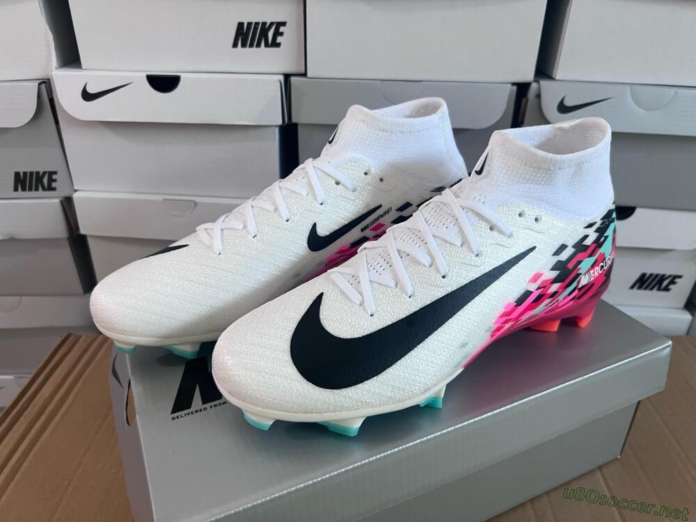 Men's Nike Air Zoom Mercurial Superfly 10 Elite FG Football Boots - White/Black/Red