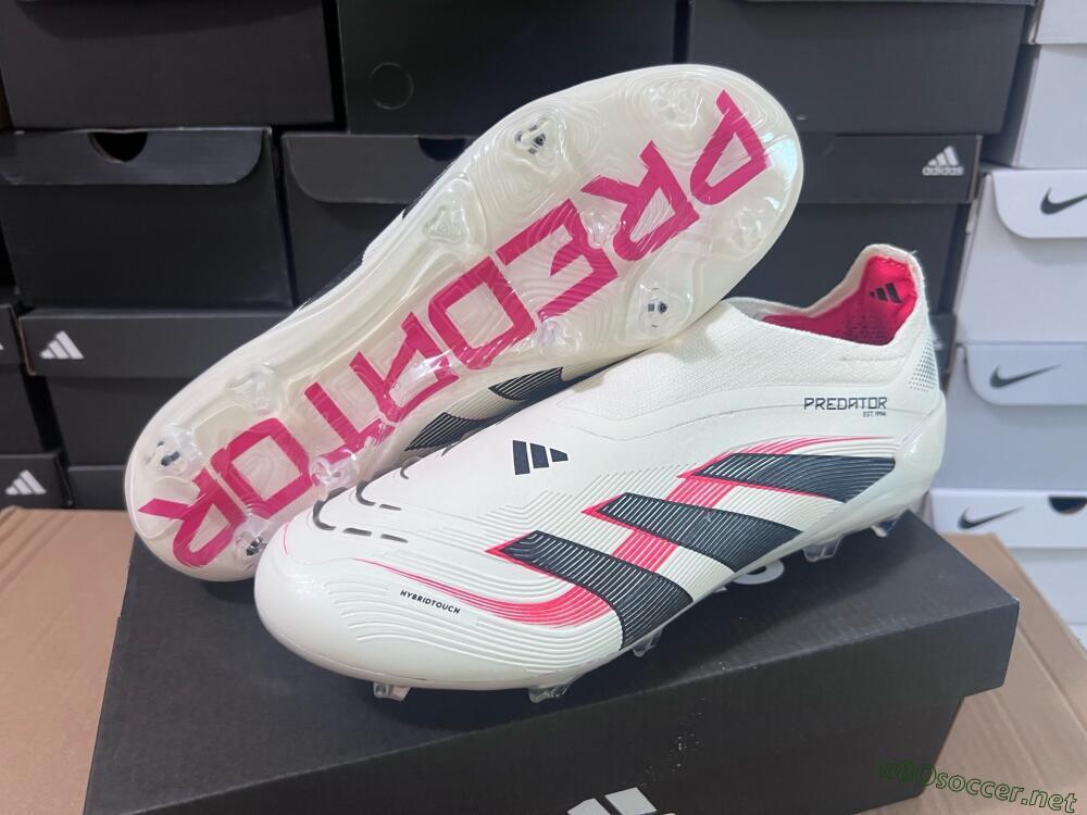 Unisex Adidas Predator Elite Laceless FG Football Boots - Beige/Red/Black