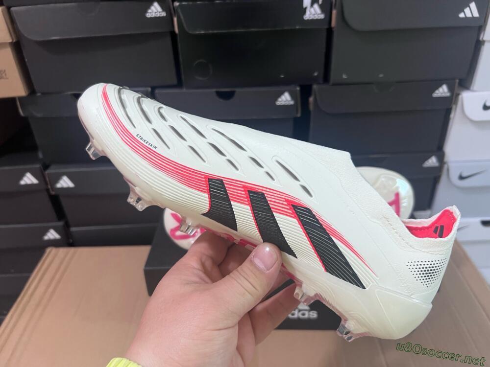 Unisex Adidas Predator Elite Laceless FG Football Boots - Beige/Red/Black
