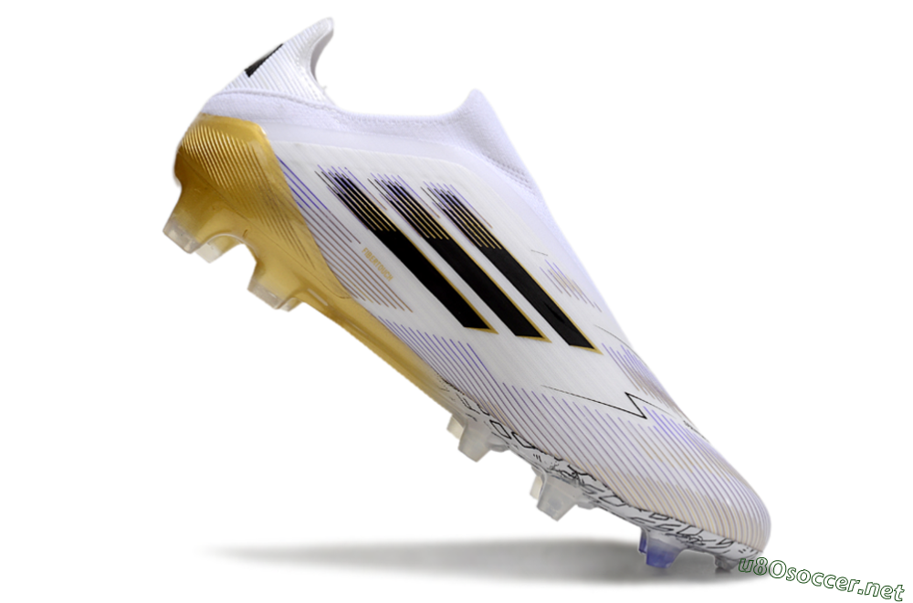 Men's Adidas F50 Elite Laceless FG Football Boots - White/Black/Gold 4