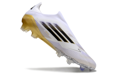 Men's Adidas F50 Elite Laceless FG Football Boots - White/Black/Gold