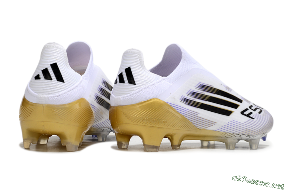 Men's Adidas F50 Elite Laceless FG Football Boots - White/Black/Gold 6
