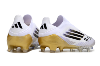 Men's Adidas F50 Elite Laceless FG Football Boots - White/Black/Gold