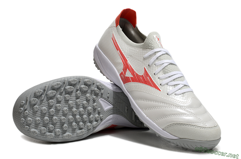 Men's Mizuno Morelia Neo Sala TF Football Shoes - Grey/Red/White 3
