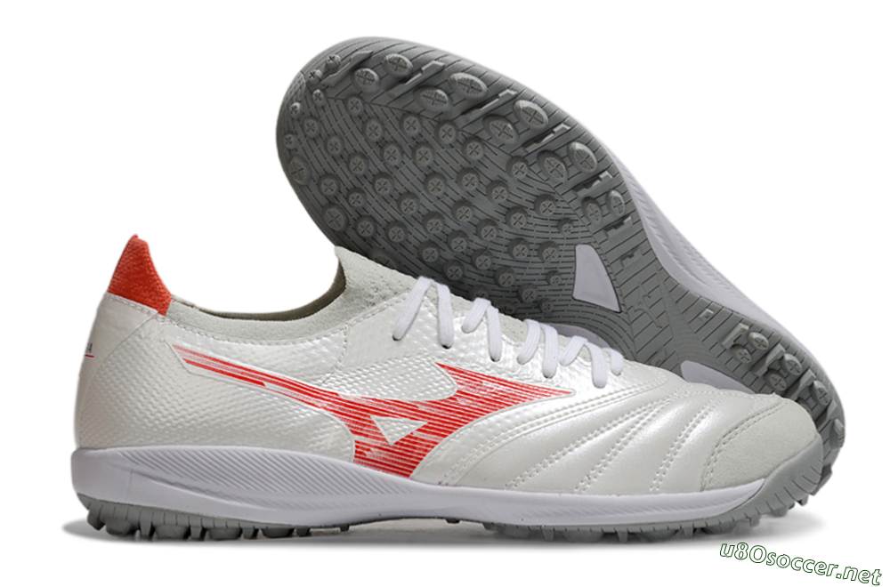 Men's Mizuno Morelia Neo Sala TF Football Shoes - Grey/Red/White 2