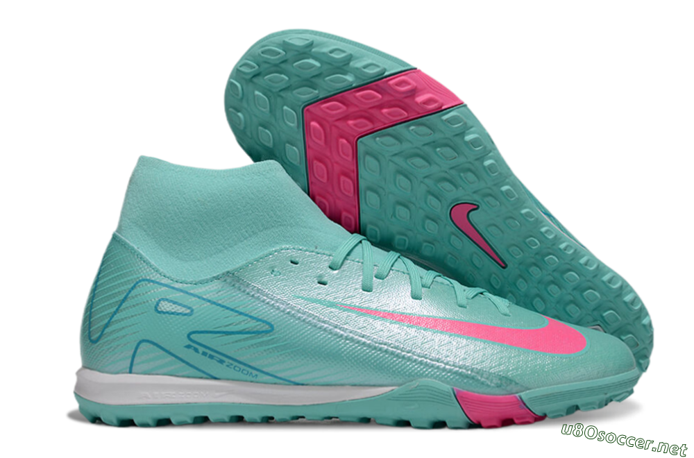 Men's Nike Air Zoom Mercurial Superfly 10 Academy TF Football Shoes - Jade/Pink/White 2