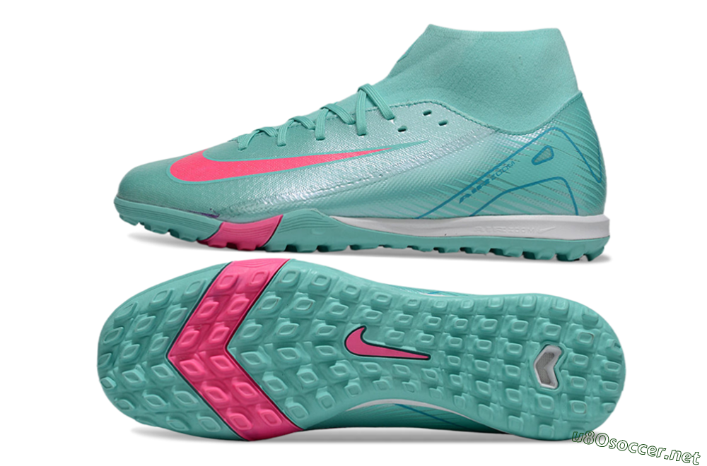 Men's Nike Air Zoom Mercurial Superfly 10 Academy TF Football Shoes - Jade/Pink/White 1