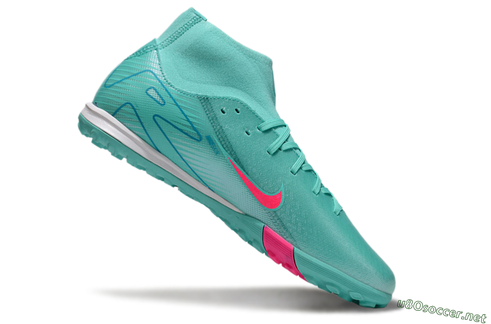 Men's Nike Air Zoom Mercurial Superfly 10 Academy TF Football Shoes - Jade/Pink/White 4