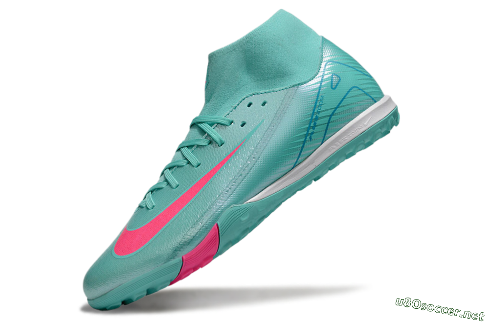 Men's Nike Air Zoom Mercurial Superfly 10 Academy TF Football Shoes - Jade/Pink/White 5