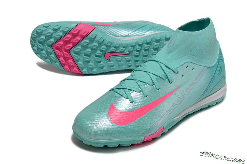 Men's Nike Air Zoom Mercurial Superfly 10 Academy TF Football Shoes - Jade/Pink/White 3