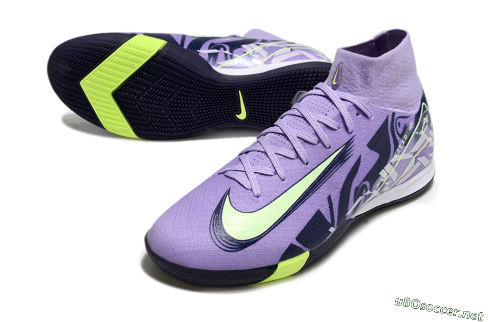 Men's Nike Air Zoom Mercurial Superfly 10 Elite IC Football Shoes - Purple/Yellow/White 3