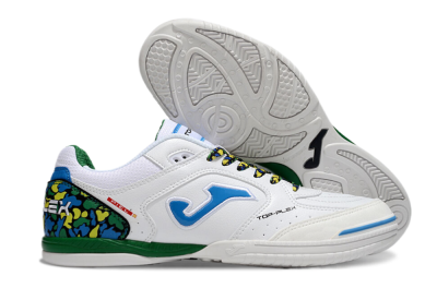 Men's Joma Top Flex IC Football Shoes - White/Blue/Green