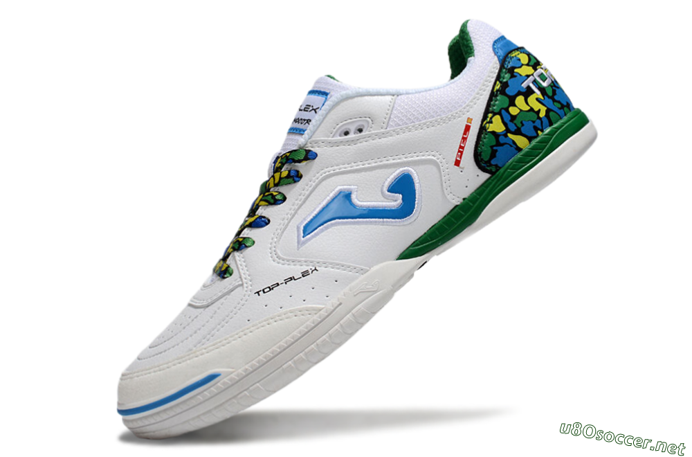 Men's Joma Top Flex IC Football Shoes - White/Blue/Green 5