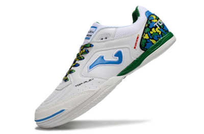 Men's Joma Top Flex IC Football Shoes - White/Blue/Green