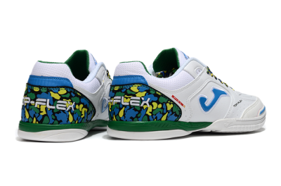 Men's Joma Top Flex IC Football Shoes - White/Blue/Green