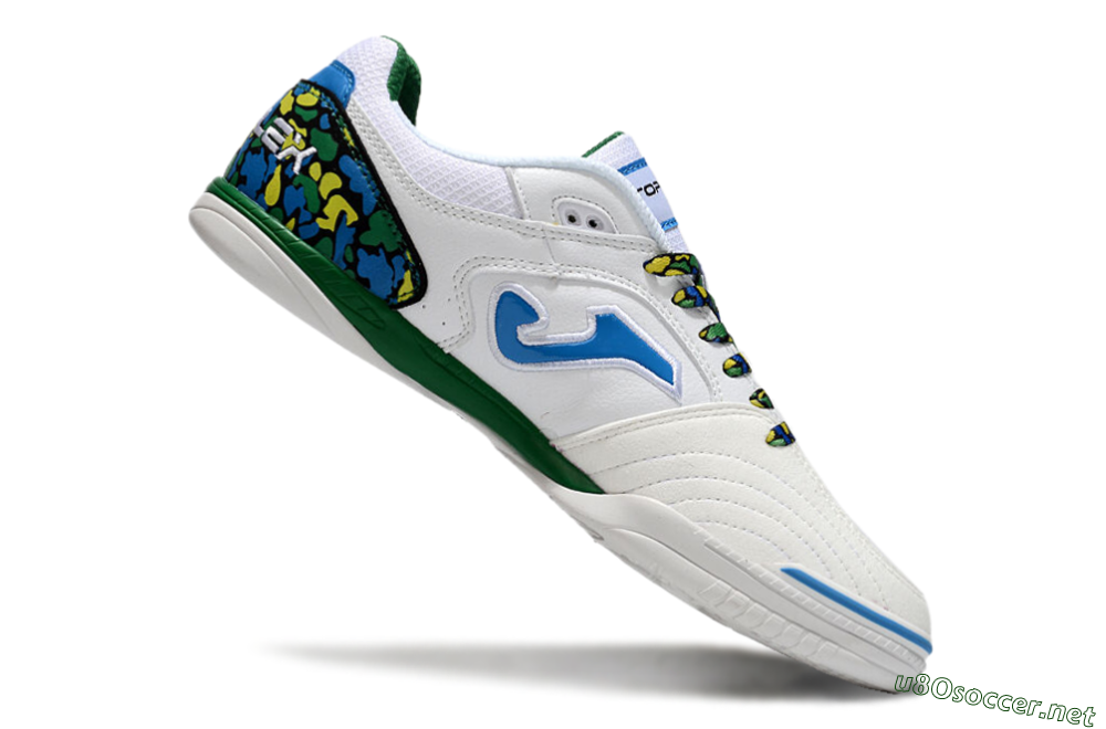 Men's Joma Top Flex IC Football Shoes - White/Blue/Green 4