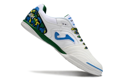 Men's Joma Top Flex IC Football Shoes - White/Blue/Green