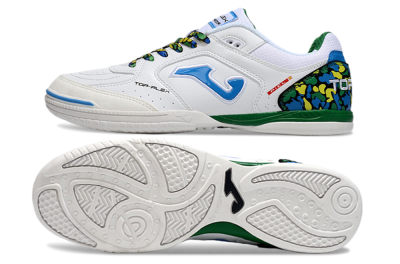 Men's Joma Top Flex IC Football Shoes - White/Blue/Green