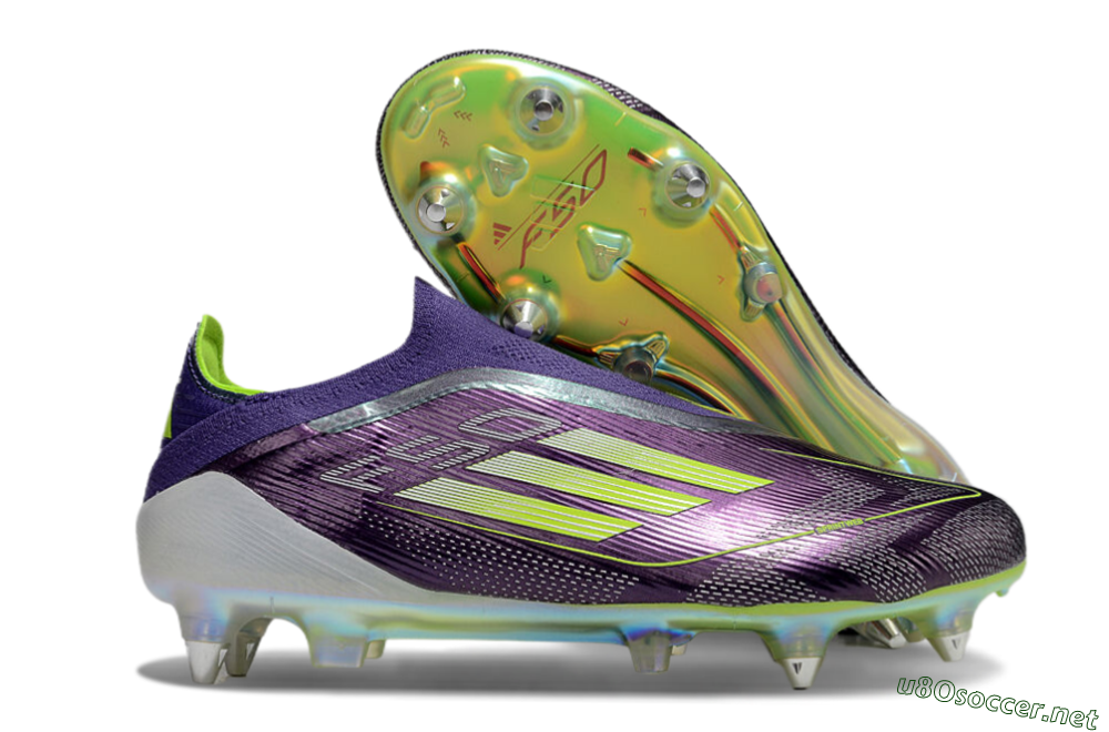 Men's Adidas F50 Elite Laceless SG Football Boots - Purple/Yellow/White 2